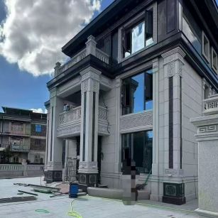 遂宁 别墅干挂，芝麻白与芝麻黑完美配合